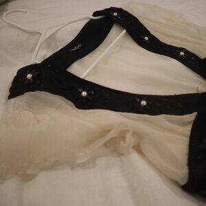 Vintage bebe Chiffon Cropped Beaded Top YTK